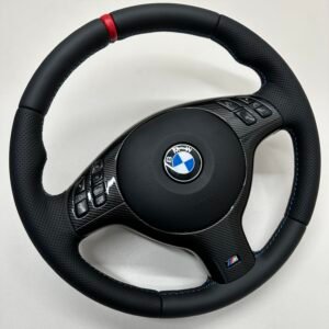 Bmw E46 E39 Steering wheel carbon trim red stripe, product image, full steering wheel