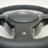 bmw-e39-e46-e53-m-sport-steering-wheel-carbon-09 bmw e39 e46 e53 m sport steering wheel perforated leather carbon plastic trim close up