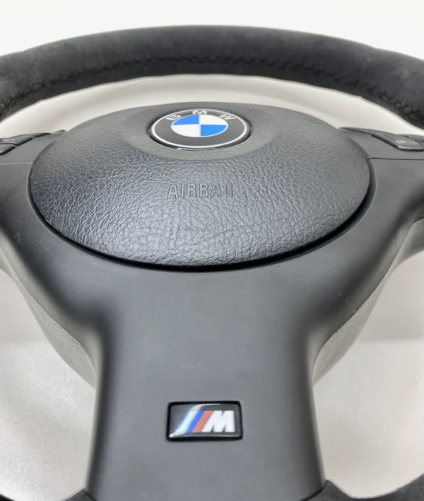 bmw e46 e39 e53 m sport steering wheel alcantara plastic trim close up