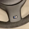 bmw e46 e39 e53 m sport steering wheel alcantara plastic trim close up
