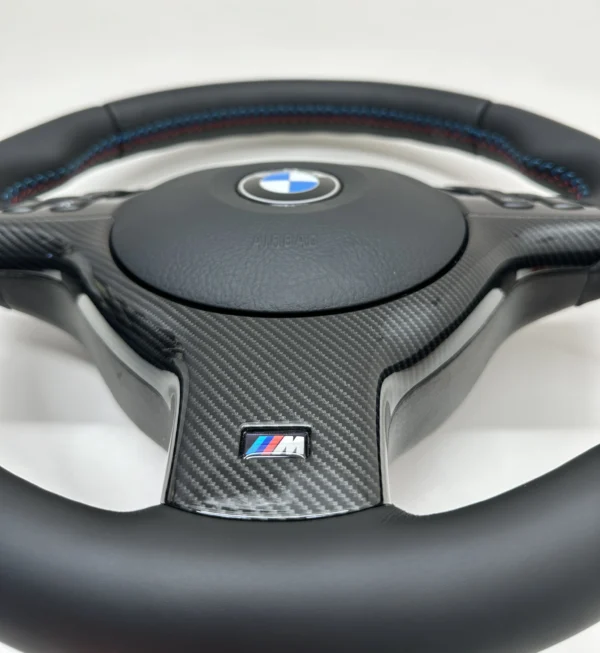 bmw e46 e39 e53 m sport steering wheel smooth leather carbon plastic trim bottom view