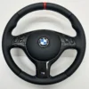 bmw e46 e39 e53 m sport steering wheel perforated leather carbon trim red stripe middle view