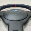 bmw e46 e39 e53 m sport steering wheel red stripe perforated leather airbag close up