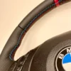 bmw e46 e39 e53 m sport steering wheel red stripe perforated leather top left stitches