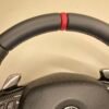 bmw e88 e90 e92 m sport steering wheel with pre lci paddles carbon trim red stripe m stitching top view