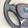 bmw e88 e90 e92 m sport steering wheel with pre lci paddles carbon trim red stripe m stitching bottom left view