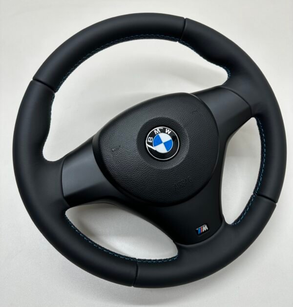 bmw e90 e92 e87 e82 m sport steering wheel buttonless smooth leather all round complete m stitching
