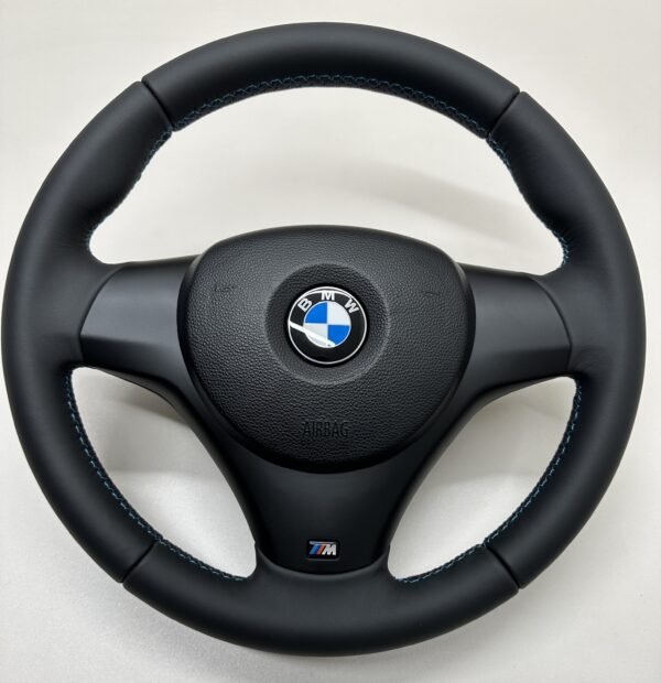 bmw e90 e92 e87 e82 m sport steering wheel buttonless with airbag smooth leather and m stitching
