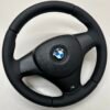 buttonless bmw e90 e92 e87 e82 m sport steering wheel perforated and smotth leather with airbag black stitching