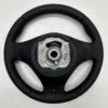 Back side view of a buttonless BMW M Sport steering wheel for E90 E92 E87 E82 with black stitches