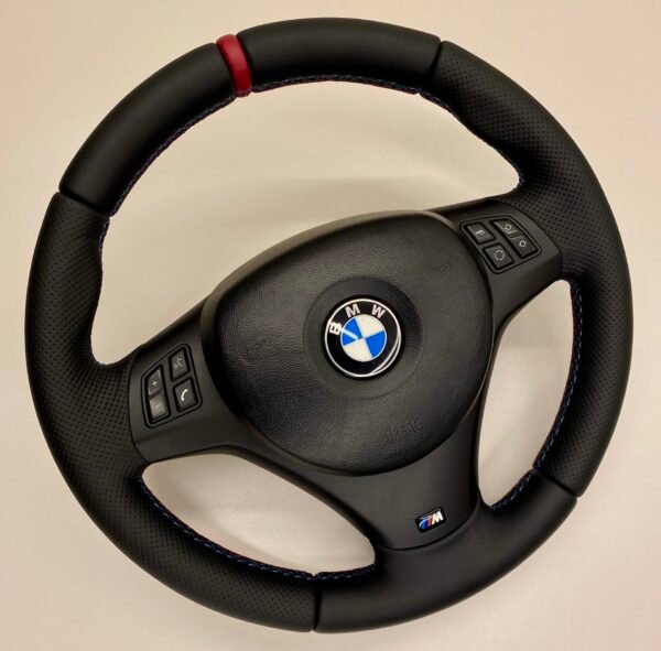 BMW M Sport steering wheel for E90 E92 E87 E82 with m stitching and top red stripe