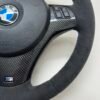 bmw e90 e92 m3 alcantara cs edition steering wheel with carbon trim buttons and airbag bottom right view