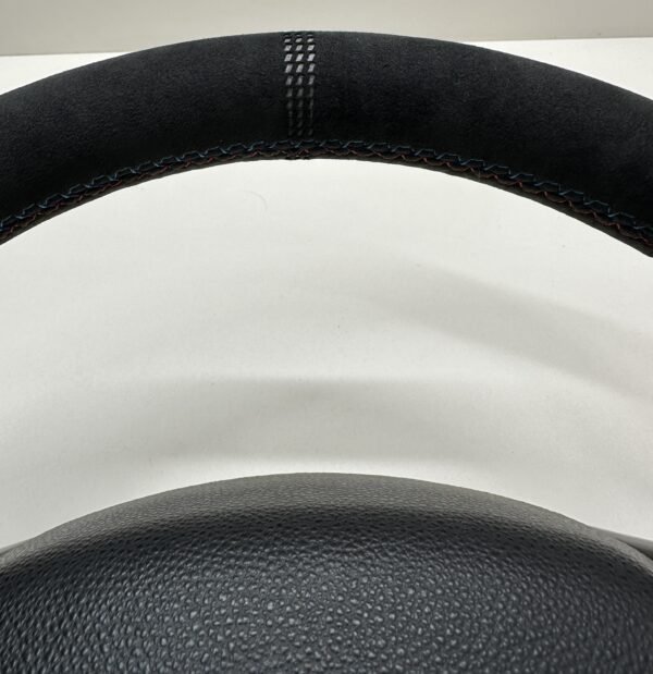 bmw e90 e92 m3 alcantara cs edition steering wheel with carbon trim buttons and airbag top middle view