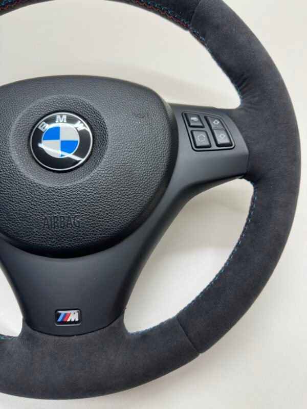bmw e90 e92 m3 alcantara cs edition steering wheel with m sport trim buttons and airbag bottom right view