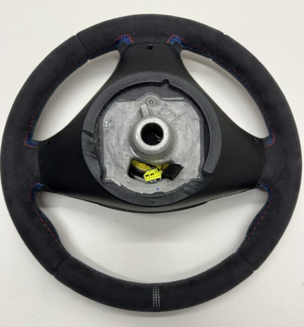 bmw e90 e92 m3 alcantara cs edition steering wheel with m sport trim buttons and airbag back side view