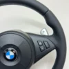 bmw m5 60 m6 e63 smg m sport steering wheel with paddle shifters m stitching top right view