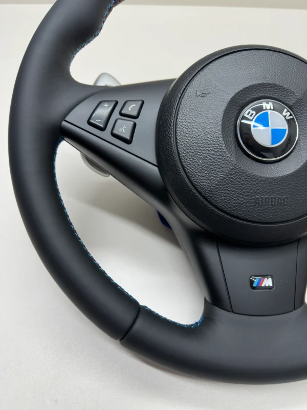 bmw m5 60 m6 e63 smg m sport steering wheel with paddle shifters m stitching bottom left view