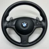 oem bmw e46 m3 smg steering wheel m stitch paddles middle view