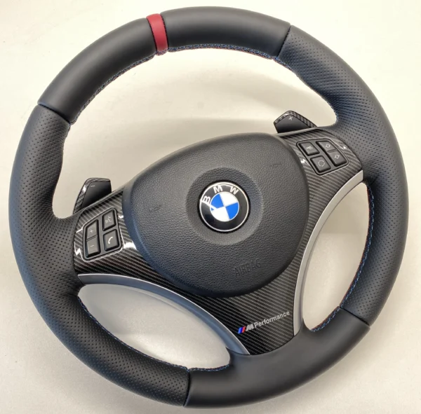 bmw e82 e88 e92 performance steering wheel carbon red stripe