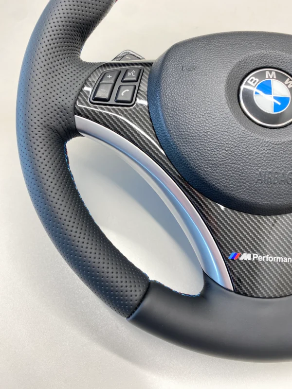 bmw e82 e88 e92 performance steering wheel carbon red stripe left bottom side