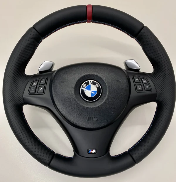 bmw e82 e92 e93 m sport steering wheel with prelci paddles red stripe centered