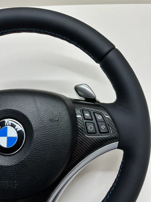 bmw e82 e92 e93 Sport Performance steering wheel with pre lci paddle shifters top left view