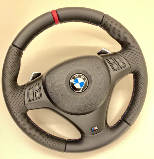bmw e88 e90 e92 m sport steering wheel lci paddle shifters red stripe