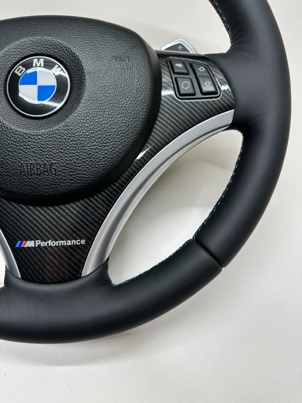 bmw e90 e82 e87 Sport Performance steering wheel with lci paddle shifters bottom right view