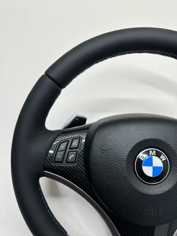 bmw e90 e82 e87 Sport Performance steering wheel with lci paddle shifters top left view