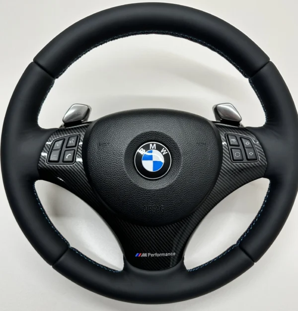 bmw e90 e92 Performance steering wheel with pre lci paddle shifters centered view