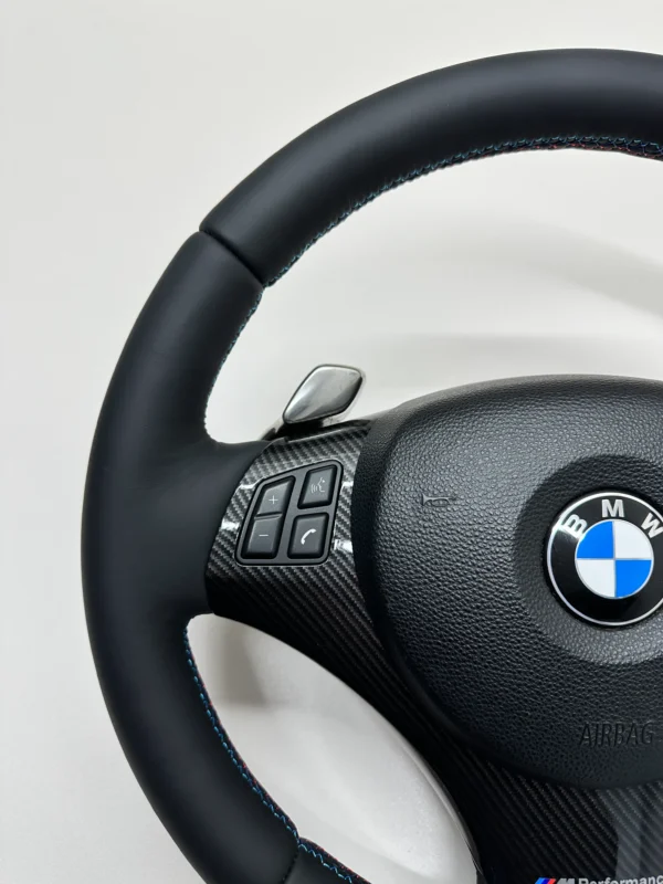 bmw e90 e92 Performance steering wheel with pre lci paddle shifters top left view